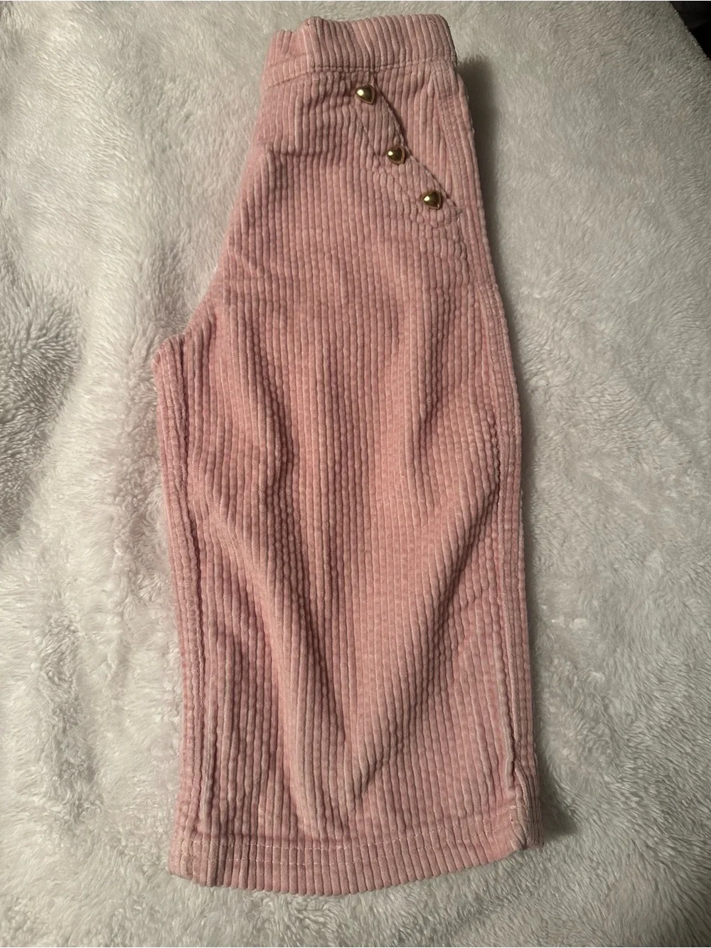 Old Navy Pink Corduroy Kids Pants with Gold Heart Buttons